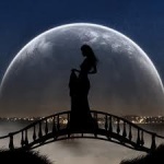 Girl infront of moon